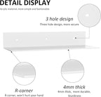 2 Pack White Acrylic Floating Shelves 15 Inches, Wall Hanging Bathroom Shelves, Wall Storage Shelf for Kitchen, Dining Room, Living Room, Bedroom, Bathroom, Retail, Supermarket