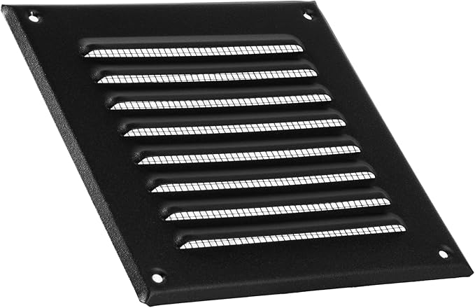 Vent Systems 5 x 5 Inch (Inner) - Pack of 5 - Black Metal Soffit Vent Cover - Durable Square Air Vent Grille with Mesh Screen - Weather Resistant Ventilation Grill - Wall & Ceiling Indoor & Outdoor