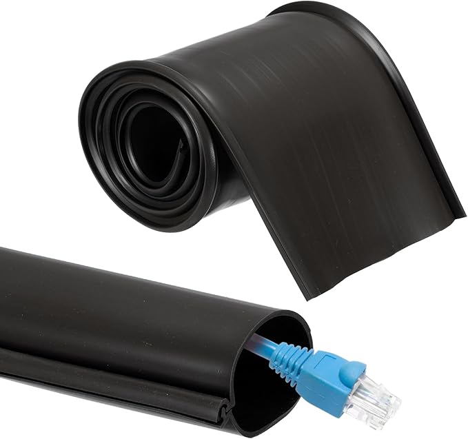 MECCANIXITY 3.3ft Cable Management Sleeve, 1 3/4 Inch ID Flexible Cord Wires Hider Cover Insulation Snap-fit Protector for Substation, High-Voltage Electrical Networks, Black