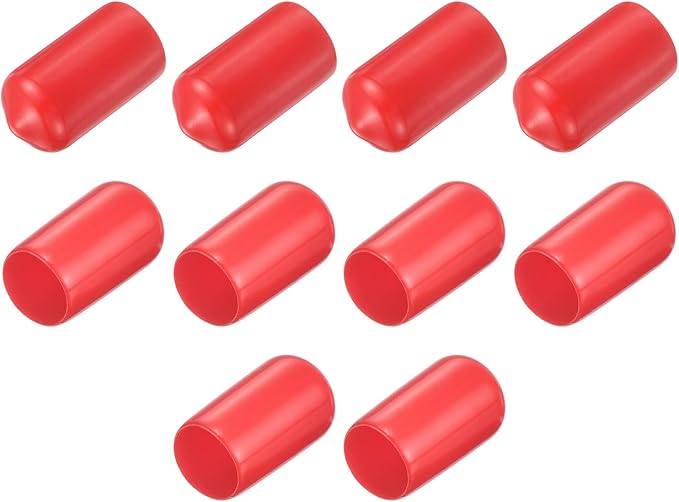 uxcell 10pcs Rubber End Caps 10.5mm ID Vinyl Round End Cap Cover Screw Thread Protector Red