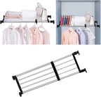 BAOYOUNI Adjustable Shelving Expandable Closet Shelves Tension Rod Clothes Hanger Storage Rack DIY Cabinet Wardrobe Kitchen Bathroom Divider Separator Organizer, Black, 2 Pack