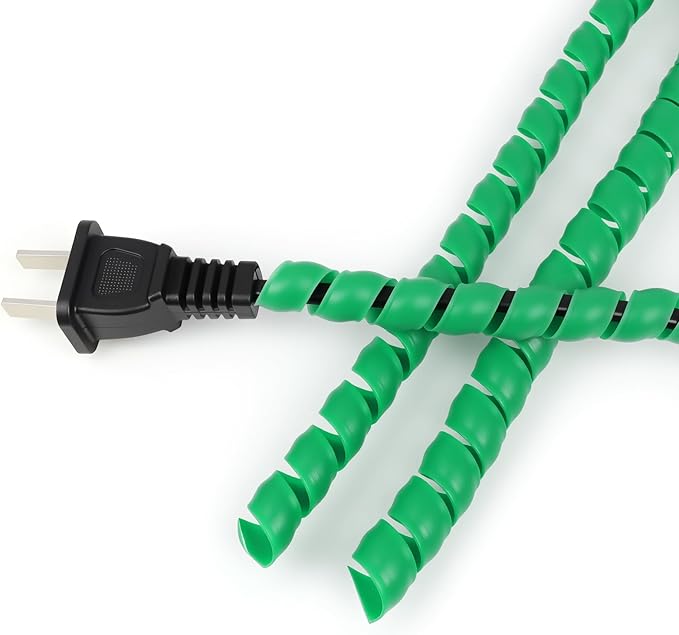 Spiral Cable Wrap, 16.4ft, 33ft Wire Protection Sleeve Cover Cable Organizer Pipe Flexible Spiral Wrap Winding Tube Prevent Cat from Chewing Cables (Green, 10mm (3/8")-16.4ft)