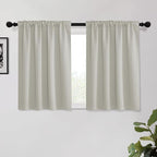 KGORGE Kitchen Curtains 45 inch Length 2 Panels, Privacy Solid Thermal Insulating Energy Saving Light Filtering Curtains for Kids Bedroom Kitchen Office, Back Tab, W34 x L45 inches, Nature