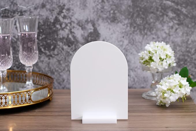 UNIQOOO 3" White Acrylic Stand | 10 Pack 3mm Slot Wedding Sign Holders, Perfect for Wedding, Table Number, Exhibition, Office, Restaurant, Business