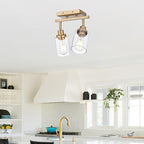 2-Light Track Lighting Fixtures Gold Finish, Multi-Directional Rotating Ceiling Tracking Lights with Clear Glass, Modern Bathroom Wall Vanity Lights Track Lighting Kits for Kitchen Accent Shop