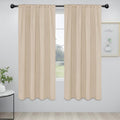 Easy-Going Rod Pocket Blackout Curtains for Bedroom, Room Darkening Window Curtains for Living Room, Thermal Insulated Noise Reduction Solid Window Drapes, 2 Panels(42x72 in, Beige)