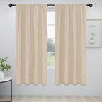 Easy-Going Rod Pocket Blackout Curtains for Bedroom, Room Darkening Window Curtains for Living Room, Thermal Insulated Noise Reduction Solid Window Drapes, 2 Panels(42x72 in, Beige)