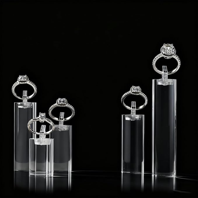Oirlv Acrylic Jewelry Display Stand Ring Showcase Display Holder 7 PCS Rings Stand (Transparent)