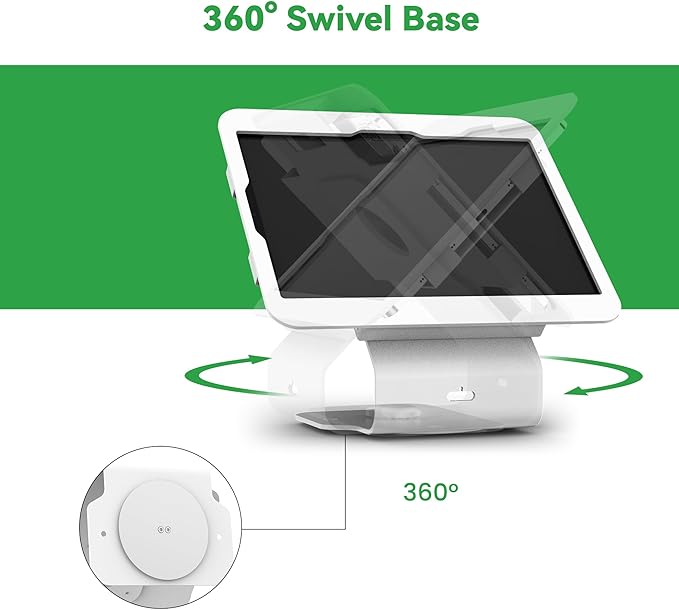 Kiosk POS Tablet Stand Compatible with iPad 10 gen 10.9 inch, 11"(A16), air 4 5 10.9", Pro 11" 1st 2nd 3rd 4th gen., iPad air 11", Retail Stand with 360° Swivel Base, White, BSC101WS