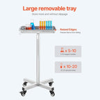 VEVOR Mayo Stand, Stainless Steel Mayo Tray, Load Capacity up to 36 lbs, Adjustable Height 31.9"-55", Medical Tray on Wheels with Removable Tray for Spa, Salon, Clinic, Personal Care