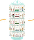 EsLuker.ly Earring Holder Organizer Rotating Display Tree Stand, Adjustable Height Earring Card Hanger Rack with 50 Hooks for Vendors Market Selling, 5 Tier Metal Jewelry Storage Tower,Blue