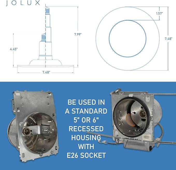 Jolux 4-Pack 5/6" LED Can Lights Retrofit Recessed Lighting,12W=60W,2700K SoftWhite,800 Lumens,Dimmable Adjustable Retrofit Downlight,ETL,Damp Rated,Simple Installation Can Lights,Bevel Trim