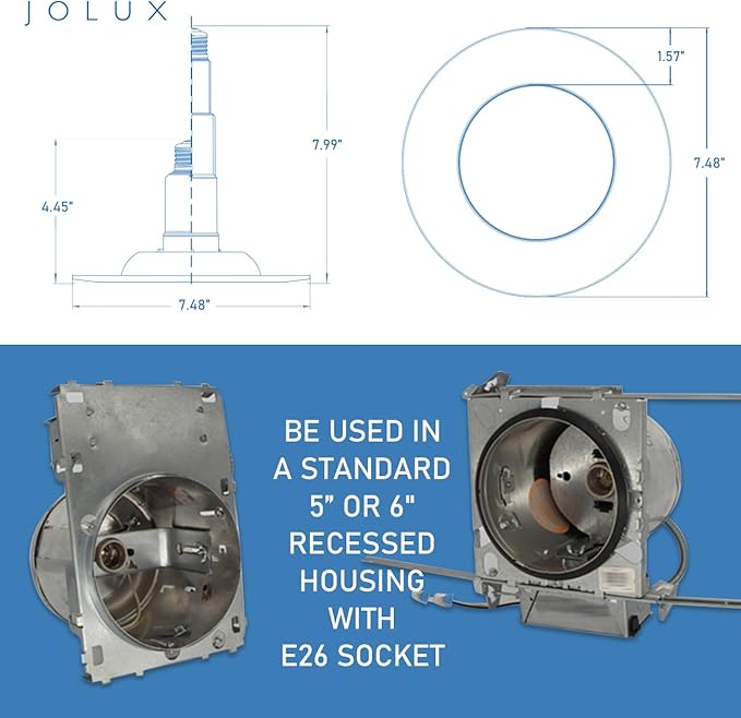 Jolux 4-Pack 5/6" LED Can Lights Retrofit Recessed Lighting,12W=60W,5000K Daylight,800 Lumens,Dimmable Adjustable Retrofit Downlight,ETL,Damp Rated,Simple Installation Can Lights,Bevel Trim