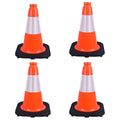 4 Pack 12 Inch Orange PVC Traffic Cones Black Base Stable Durable, Sport Training Soccer Practice Kids Safety Markers Indoor Outdoor Use (4, Orange, 12 Inch)