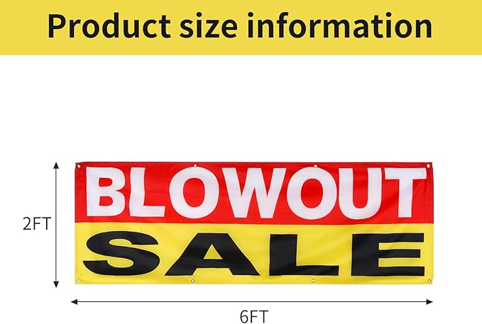 2 Pieces 2x6 Feet Blowout Sale Banner, Large Sale Signs for Retail Store, Advertising Signs with Metal Grommets, Polyester Banners for Retail Store, Supermarket Clearance