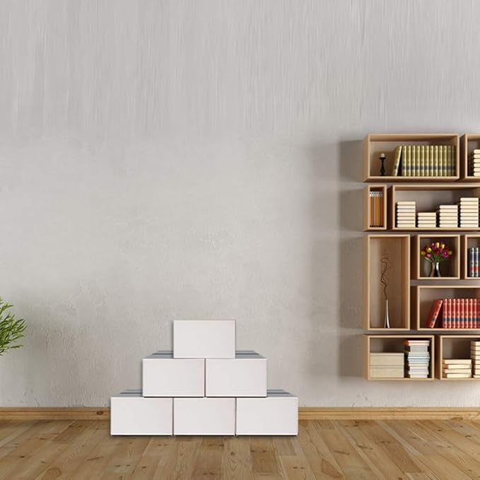 Calenzana 9x6x4 Shipping Boxes Set of 25, White Corrugated Cardboard Box for Packing Mailing Small Business