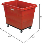 Global Industrial 12 Bushel Plastic Bulk Box Truck, Steel Chassis Base, 1000 lbs. Capacity, 4" Non-Maring Rubber Casters, Red, 38-2/5"L x 28-9/10"W x 33" H