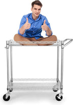 WDT 2 Tier Heavy Duty Utility Cart,NSF Rolling Carts with Wheels,660Lbs Capacity Storage Cart with Handle,Kitchen Carts on Wheels,Commercial Grade Metal Serving Cart with Shelves,35.63"x18.1"x 33.93"