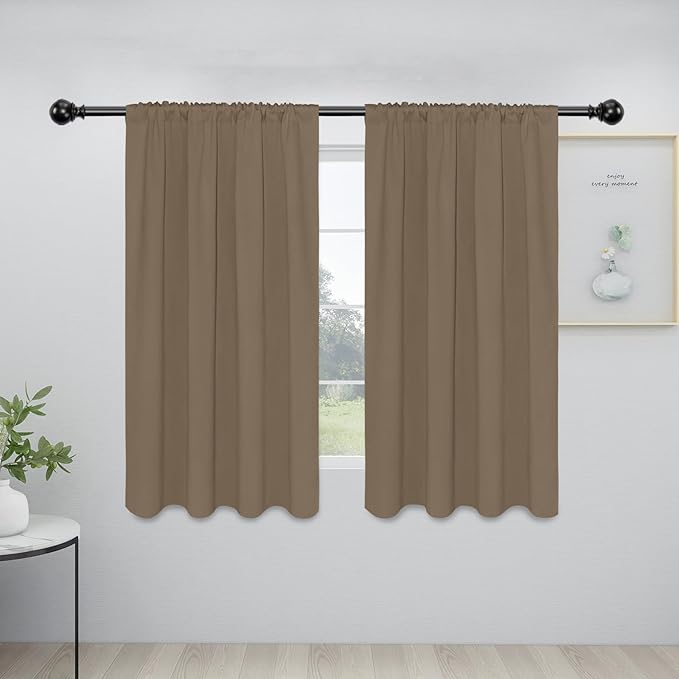 Easy-Going Rod Pocket Blackout Curtains for Bedroom, Room Darkening Window Curtains for Living Room, Thermal Insulated Noise Reduction Solid Window Drapes, 2 Panels(34x54 in, Camel)