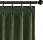 MIULEE Olive Green Velvet Curtains 102 inches Long, Pinch Pleated Blackout Drapes with Hooks, Thermal Insulated Pinch Pleat Panels for Bedroom Living Room, 2 Panels
