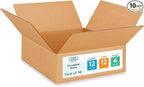 Medium Moving & Shipping Boxes 12x12x4 inches (10-Pack) - Extra Strength 200 lb vs Regular - Corrugated Packaging Box, Made in USA - Corrugated Shipping Box - Box for Shipping by IDL Packaging