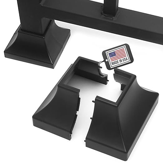 Deck Post Base Cover Durable, Snap-Together Shoe Base Instantly Transforms Hand & Stair Rail Feet Porch, Stair & Deck Brackets Cover UV-Resistant ABS Plastic (Black)