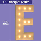 Marquee Letters 4 Feet Tall, 4FT Large Light up Letters E, Big Sign E with Warm White Light for First Birthday Wedding Proposal Engagement Graduation Party Backdrop Decorations