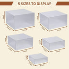 Acrylic Risers for Display 5 Pcs, Food Risers for Party Silver Display Stands Box Nesting Display for Jewelry Bag Cosmetics Catering Dessert Collectibles
