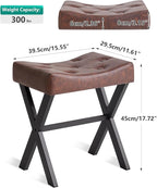IBUYKE U-Shaped PU Vanity Stool, Square Makeup Chair with X-Leg, Ottoman Seat Footrest Stool, Multi-Use as Small Side Table, for Bedroom, Living Room, Dark Brown WBD019Z