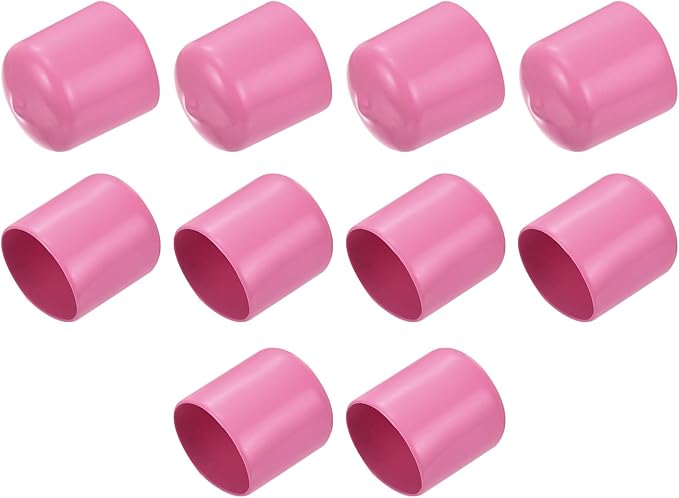 uxcell 10pcs Rubber End Caps 23mm ID Vinyl Round End Cap Cover Screw Thread Protectors Pink