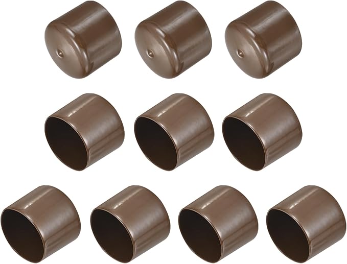 uxcell 10pcs Rubber End Caps 46mm ID Vinyl Round End Cap Cover Screw Thread Protectors Brown