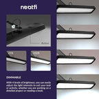 Neatfi XL 2,500 Lumens LED Task Lamp, 22 Inches Wide, 30W, 162 Pcs SMD LED, Eye-Caring, Desk Light with Clamp for Home, Office, and Study Room (Non-CCT, Black)