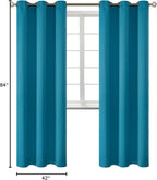 BGment Blackout Curtains - Grommet Thermal Insulated Room Darkening Bedroom and Living Room Curtains, Set of 2 Panels (42 x 84 Inch, Peacock Blue)