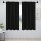Easy-Going Rod Pocket Blackout Curtains for Bedroom, Room Darkening Window Curtains for Living Room, Thermal Insulated Noise Reduction Solid Window Drapes, 2 Panels(52x63 in, Black)