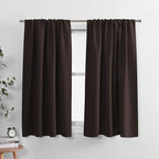 PONY DANCE Bedroom Curtains Drapes - Blackout Panels Home Fashion Solid Rod Pocket Curtain Blinds Home Decor Thermal Insulated Light Block, Wide 52 x Long 54 inch, Chocolate Brown, 1 Pair