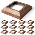 12 pcs 4"x4" (Actual: 3.5"x3.5") Aluminum Deck Post Base Cover, for Deck railings, Stairs, Patios, Porches Split Deck Post Skirt (Walnut Wood)