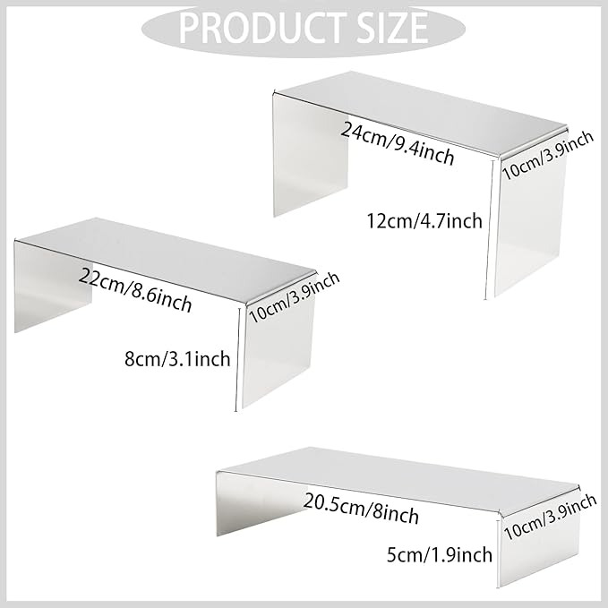 Purse Display Stands - 3 Stainless Steel Perfume Display Stands Metal Shoe Display Riser Stand for Home Boutique Retail Store Showcase, Mirror