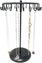 Rotating Necklace Holder Jewelry Organizer Display Stand 14-Inch with 23 Hooks Black, short-black, 8.27*5.9*13.8inch (HS01)