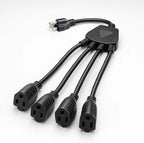 oviitech 1 to 4 Splitter Power Cord,3-Prong SJTW 16 Gauge/3C Extension Cord,1.5FT 4 Outlet Y Splitter Power Extension Cable,Black.