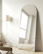 TinyTimes 65''x22'' Arched Full Length Mirror with Stand, Full Body Mirror Full Length Floor Freestanding, Wall Mounted Mirrors for Bedroom Living Room Cloakroom (White)