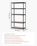 VEVOR Storage Shelves, 2000 lbs, 5 Tier Garage Storage Shelving, 16" D x 36" W x 71.4" H Adjustable Metal Shelves for Garage Shelves Utility Rack Shelf, Ideal for Kitchen, Warehouse, Basement, Black
