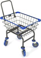 U Handle Grocery & Laundry CART 1.5 Bushel (Gunpowder Metal) Red, Blue Trim (Blue)