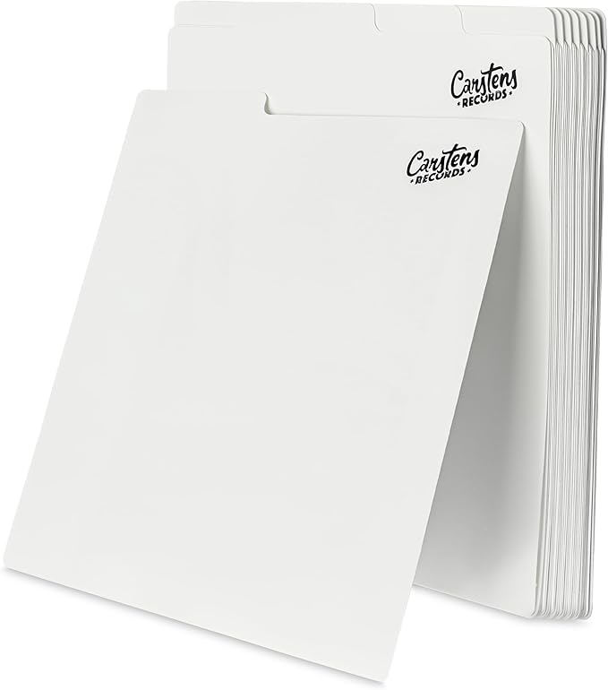 Carstens Records Heavy Duty Vinyl Album Dividers | 12" LP Organizers with Tabs | Pack of 32 White | Made in The USA | Personalizable