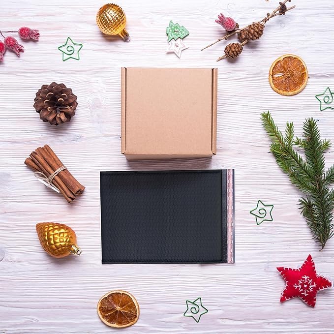 Black 12.5x19.5 Inch Large Poly Bubble Mailers #6 | Padded Envelopes with Self Seal | Air Lined Cushioned Bubble Mailer | Usable Size 12.5x15 | 100 Pack Bulk | Lightweight shipping Bags