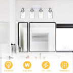 4-Light Track Lighting Kit Ceiling Kitchen Track Lighting Fixtures Chrome Bathroom Vanity Wall Lights with Clear Glass Multi-Directional Rotating Tracking Light Heads Spotlight for Accent Shop