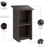 Bush Business Furniture Podium Lectern, 48 inch Tall, Professional-Grade Mobile Presentation Stand Up with Shelves, Envision Collection, Gray
