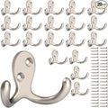 IBosins 20 Pack Heavy Duty Coat Hooks Wall Mounted with 40 Screws Wall Hooks Retro Double Prong Hooks Utility Hooks for Coat, Scarf, Bag, Towel, Key, Cap, Cup, Hat