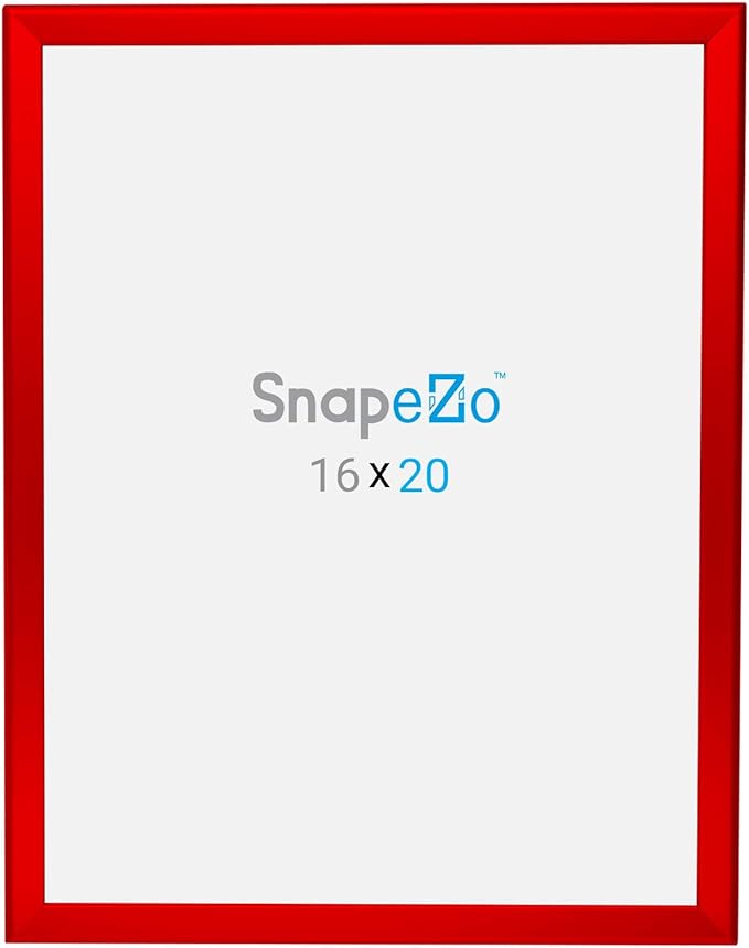 SnapeZo Photo Frame 16x20, Red, 1.25 Inch Aluminum Profile, Front-Loading Snap Frame, Wall Mounting, Professional Series
