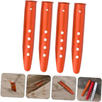 4Pcs Aluminum Tent Stakes Orange Lightweight Ground Pegs for Camping Beach Sand Snow Outdoor Tent Ground Anchors