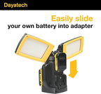 12000LM Cordless LED Work Light, 85W Dual-Head with Tripod, Compatible with Dewalt, Milwaukee, Makita 18–21V Battery, Flicker-Free, Glare-Free, Brightness Adjustable for Jobsite and Garage